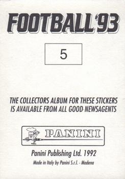 1992-93 Panini Football '93 (England) #5 Tony Adams Back