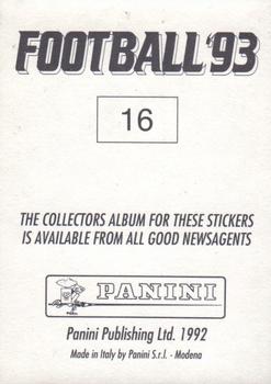 1992-93 Panini Football '93 (England) #16 Ray Houghton Back