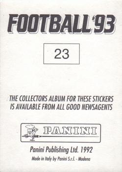 1992-93 Panini Football '93 (England) #23 Tony Daley Back