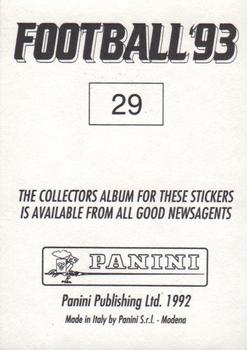 1992-93 Panini Football '93 (England) #29 Kevin Moran Back