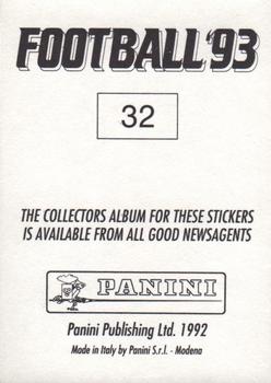 1992-93 Panini Football '93 (England) #32 Alan Shearer Back