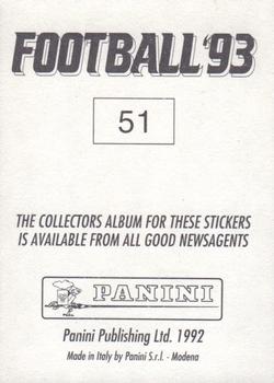 1992-93 Panini Football '93 (England) #51 Kenny Sansom Back