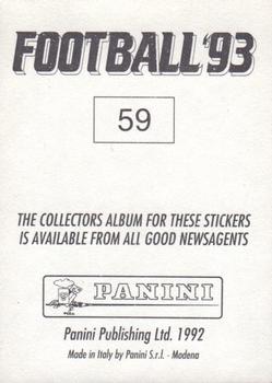1992-93 Panini Football '93 (England) #59 John Williams Back