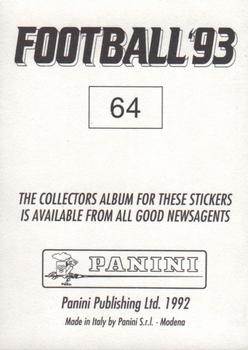 1992-93 Panini Football '93 (England) #64 Gareth Southgate Back