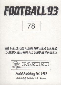 1992-93 Panini Football '93 (England) #78 Robert Warzycha Back