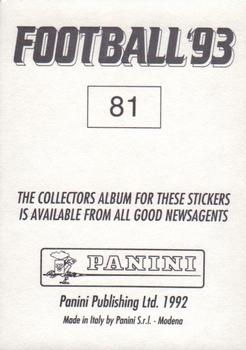 1992-93 Panini Football '93 (England) #81 Peter Beagrie Back
