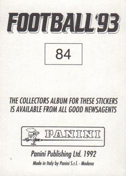 1992-93 Panini Football '93 (England) #84 Tony Cottee Back