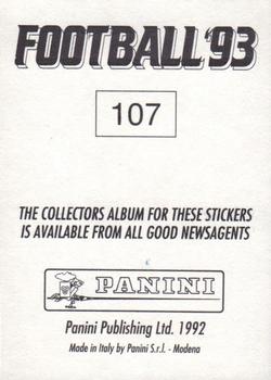 1992-93 Panini Football '93 (England) #107 Lee Chapman Back