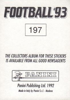 1992-93 Panini Football '93 (England) #197 Darren Peacock Back