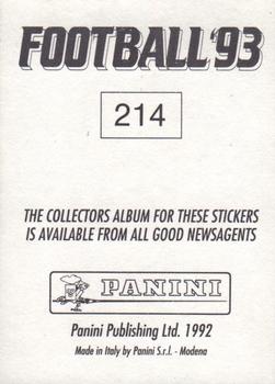 1992-93 Panini Football '93 (England) #214 Glyn Hodges Back