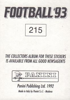 1992-93 Panini Football '93 (England) #215 Brian Deane Back