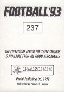 1992-93 Panini Football '93 (England) #237 Matthew Le Tissier Back