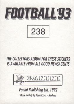 1992-93 Panini Football '93 (England) #238 David Speedie Back