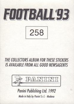 1992-93 Panini Football '93 (England) #258 Warren Barton Back