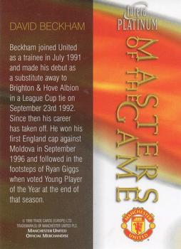 1998 Futera Platinum Manchester United Masters of the Game #NNO David Beckham Back