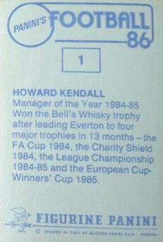 1985-86 Panini Football 86 (UK) #1 Howard Kendall Back