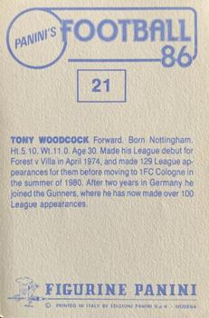 1985-86 Panini Football 86 (UK) #21 Tony Woodcock Back