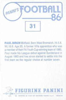 1985-86 Panini Football 86 (UK) #31 Paul Birch Back
