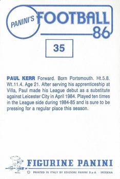 1985-86 Panini Football 86 (UK) #35 Paul Kerr Back