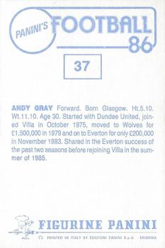 1985-86 Panini Football 86 (UK) #37 Andy Gray Back