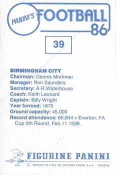 1985-86 Panini Football 86 (UK) #39 Club Badge Back