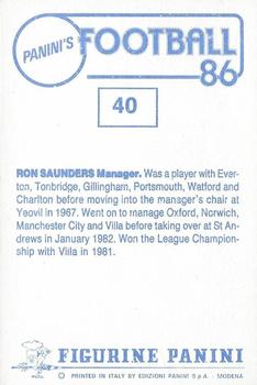 1985-86 Panini Football 86 (UK) #40 Ron Saunders Back