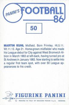 1985-86 Panini Football 86 (UK) #50 Martin Kuhl Back