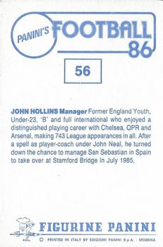 1985-86 Panini Football 86 (UK) #56 John Hollins Back