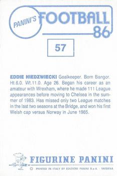 1985-86 Panini Football 86 (UK) #57 Eddie Niedzwiecki Back