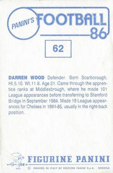 1985-86 Panini Football 86 (UK) #62 Darren Wood Back