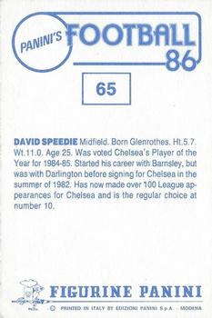 1985-86 Panini Football 86 (UK) #65 David Speedie Back