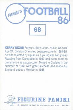 1985-86 Panini Football 86 (UK) #68 Kerry Dixon Back