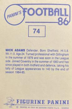 1985-86 Panini Football 86 (UK) #74 Mick Adams Back