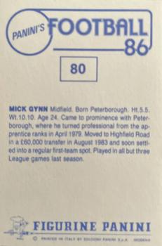 1985-86 Panini Football 86 (UK) #80 Mick Gynn Back