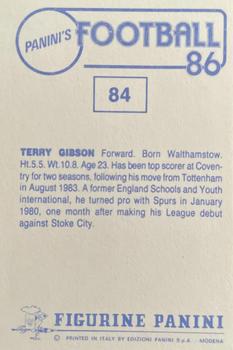 1985-86 Panini Football 86 (UK) #84 Terry Gibson Back
