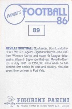 1985-86 Panini Football 86 (UK) #89 Neville Southall Back