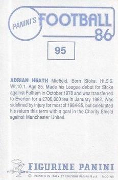 1985-86 Panini Football 86 (UK) #95 Adrian Heath Back