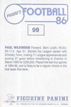 1985-86 Panini Football 86 (UK) #99 Paul Wilkinson Back