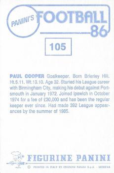 1985-86 Panini Football 86 (UK) #105 Paul Cooper Back
