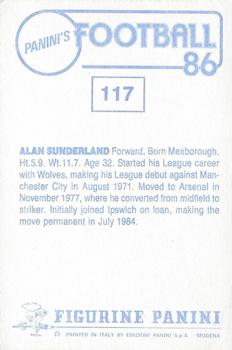 1985-86 Panini Football 86 (UK) #117 Alan Sunderland Back