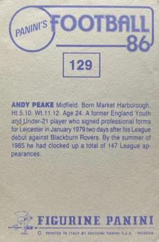 1985-86 Panini Football 86 (UK) #129 Andy Peake Back