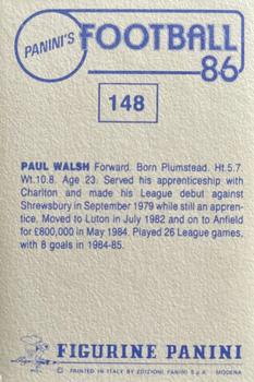 1985-86 Panini Football 86 (UK) #148 Paul Walsh Back