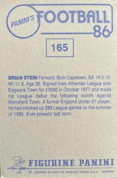 1985-86 Panini Football 86 (UK) #165 Brian Stein Back