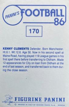 1985-86 Panini Football 86 (UK) #170 Kenny Clements Back
