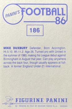 1985-86 Panini Football 86 (UK) #186 Mike Duxbury Back