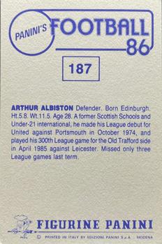 1985-86 Panini Football 86 (UK) #187 Arthur Albiston Back