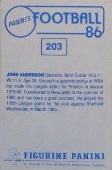1985-86 Panini Football 86 (UK) #203 John Anderson Back