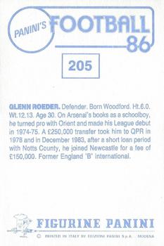 1985-86 Panini Football 86 (UK) #205 Glenn Roeder Back