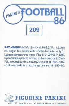 1985-86 Panini Football 86 (UK) #209 Pat Heard Back