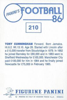 1985-86 Panini Football 86 (UK) #210 Tony Cunningham Back